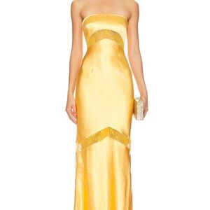Strapless Golden Satin Evening Gown